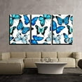 thumbnail image 2 of wall26 - 3 Piece Canvas Wall Art - Vector - Beautiful Vector Pattern with Nice Watercolor Butterflies - Modern Home Art Stretched and Framed Ready to Hang - 24"x36"x3 Panels, 2 of 3