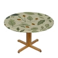 thumbnail image 3 of BANET Sage Green Leaves Round Fitted Tablecloth with Elastic Edged Decorative Kitchen Dining Table Cloth Cover Fits  Round Table 46"-50, 3 of 8