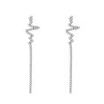 thumbnail image 2 of Romantic ECG Heartbeat Earing, Creative Lightning Full Rhinestone Bling Earrings for Women, 2 of 5