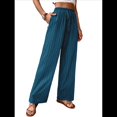 thumbnail image 3 of Pantalones Palazzo de para Mujer, Elegantes, de Verano, de Pierna , Holgados, Estilo Bohemio, de , para Playa, con Bolsillos. Azul Neblina S, 3 of 10