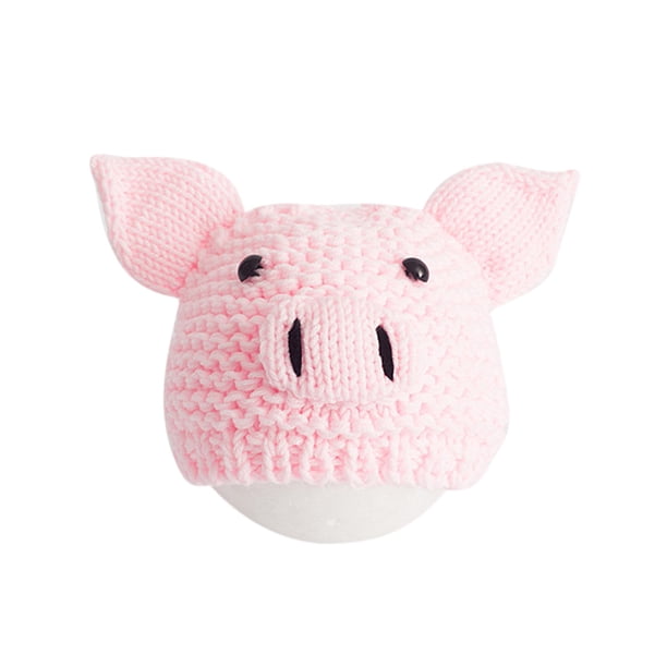 Accesorios de fotografía para recién nacidos Sombrero de ganchillo para bebés Gorro de cerdo adorable Gorro de punto para bebé (rosa)