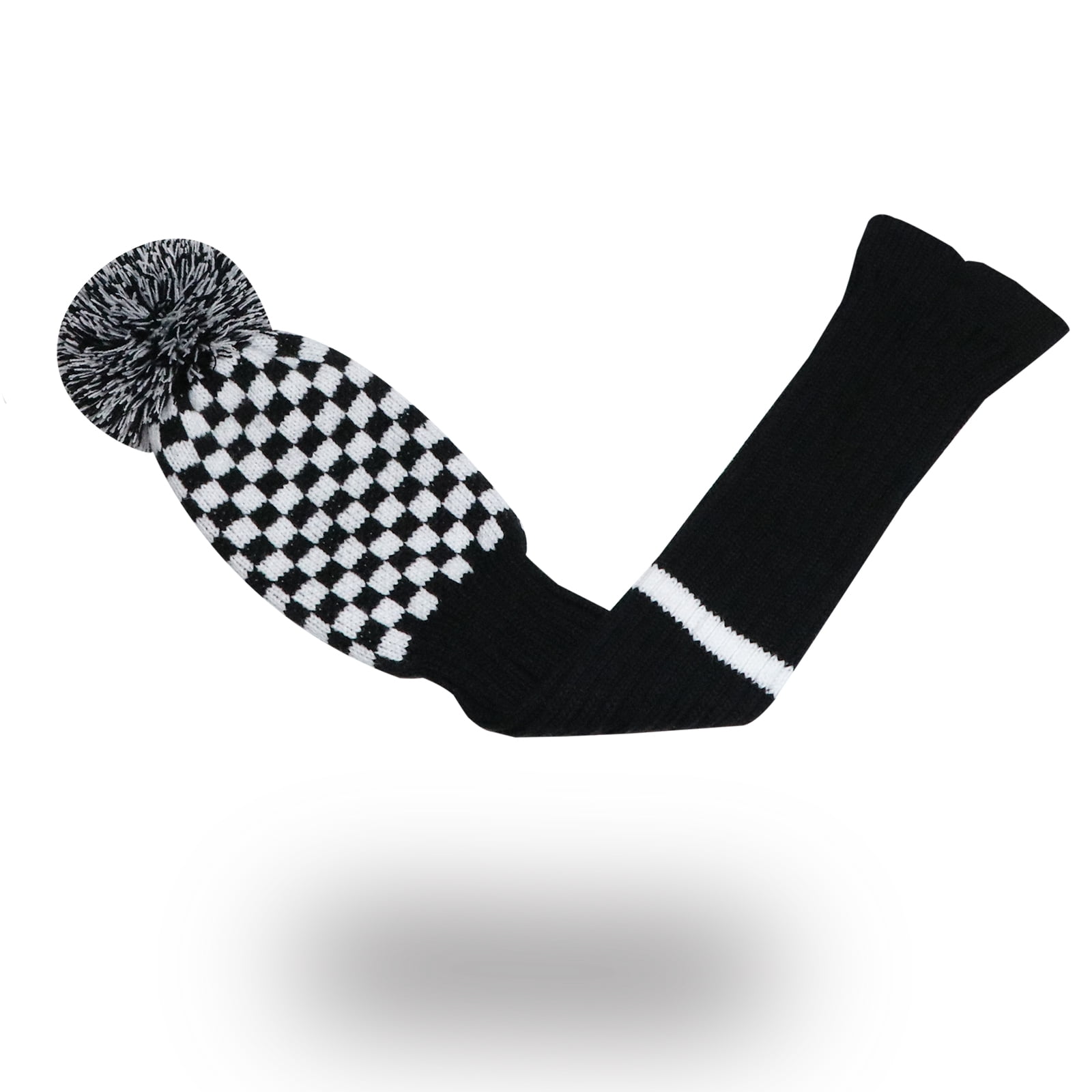 LeFeng 3Pcs Golf Club Head Covers Set Knitted Golf Head Covers for 460cc Driver Fairway Woods and Hybrid with Cute Pom Pom and Number Tag