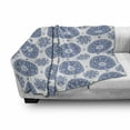thumbnail image 3 of Vintage Soft Flannel Fleece Blanket, French Country Style Floral Circular Pattern Lace Ornamental Snowflake Design Print, Cozy Plush for Indoor and Outdoor Use, 70" x 90", Blue White, by Ambesonne, 3 of 6