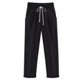 thumbnail image 2 of Women Fashion Solid Color Cotton Flax Elastic Long Pants Beach Leisure Trousers, 2 of 4
