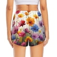 thumbnail image 4 of Uemuo Colorful Wildflower Meadow Pattern Women's Athletic Shorts High Waisted Running Shorts with Liner Pockets Gym Elastic Workout Shorts-X-Large, 4 of 9