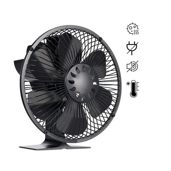 6 Blades Heat Powered Stove Fan with Cover Log Wood Burner Air Volume Efficient Heat Distribution
