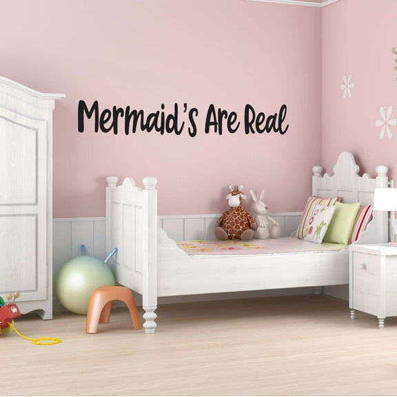 Mermaid Are Real Treasure Chest Gold Coins Neckles Fish Dream Big Little Octopus Statfish Princess Queen Sweet Dreams Bedtime Unicorn Lovely Holiday Decorating Wall Decal Sticker - Size: 40 In X 8 In