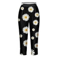 thumbnail image 4 of Sakmal Women Capris Travel Comfy Slim Leg Black High Waisted Cropped Floral Capris with Pockets, 4 of 5