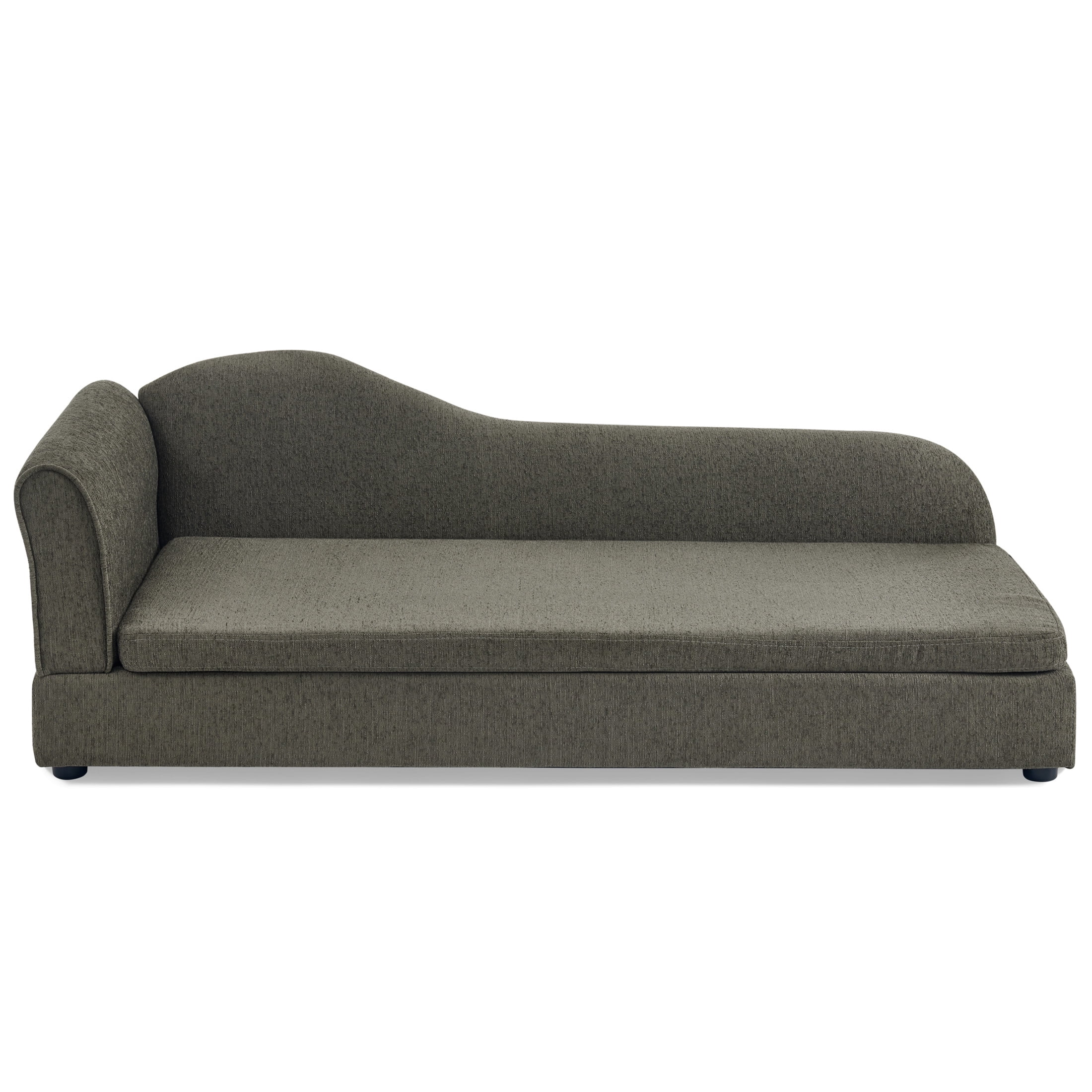Noble House 55" Linen Upholstered Oversized Pet Sofa, Irregular Wave Backrest Dog Bed with Single Armrest, Dark Gray