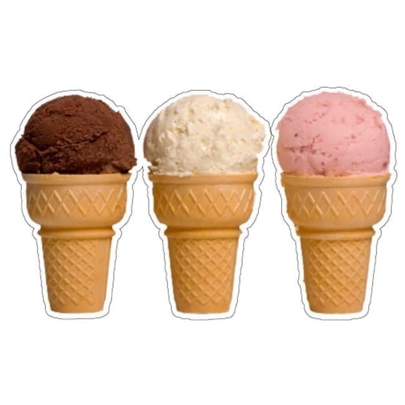THREE ICE CREAM CONES Concession Decal cart stand sign