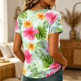 thumbnail image 5 of Sewkxo Womens Summer Tops Short Sleeve Casual Shirts Floral Tee Trendy 2026 Basics V Neck Plain Tshirt,Pink 2XL, 5 of 5