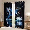 thumbnail image 3 of Homewish 3D Blue Hummingbird Black Out Curtains, Lake Lotus Flower Curtains Pack of 2 (42x63 Each), Dreamy Glitter Stars Galaxy Bedroom Curtains, Living Room Curtains Decor, 3 of 7