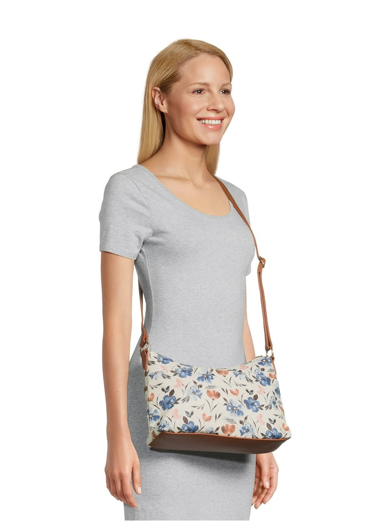 Time and Tru Women's Hallie Crossbody Handbag, Floral Print