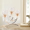 thumbnail image 3 of DENEST 3-Arms Crystal Candle Holder Centerpiece Wedding Candelabra Home Decor Golden, 3 of 9