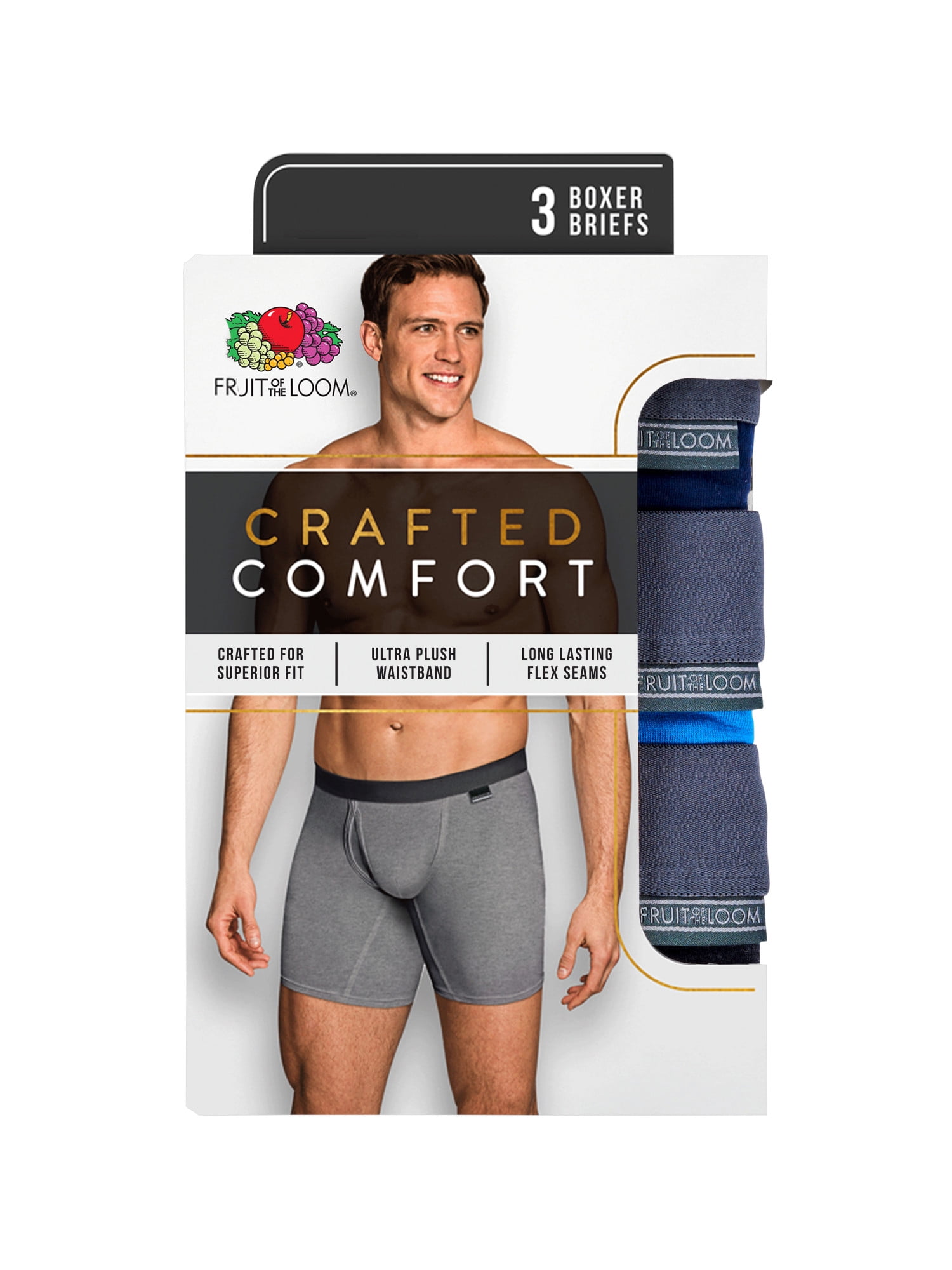 Fruit of the Loom Men's Crafted Comfort Boxer Briefs, 3-Pack
