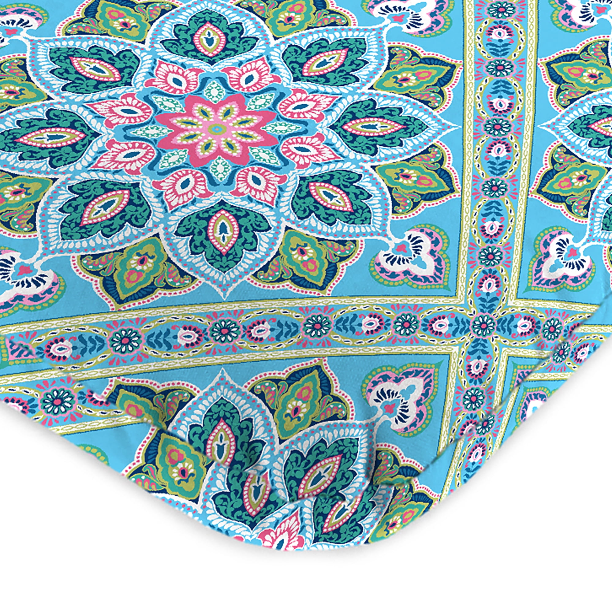 Jordan Manufacturing 45" x 22" Medlo Island Multicolor Geometric Rectangular Outdoor Chair Cushion with Ties and Hanger Loop