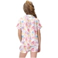 thumbnail image 4 of Nskgu Girls Pajamas Set Soft Satin Lightweight Silk Button-Down Top with Shorts 2 Piece PJS for Kids Gifts, 4 of 5