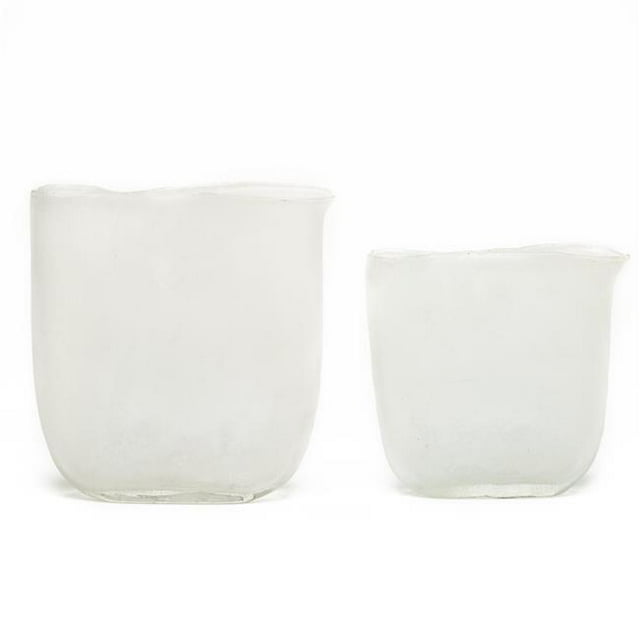 DSL110-WFS2 Ellipse White Frosted Vases - Set of 2