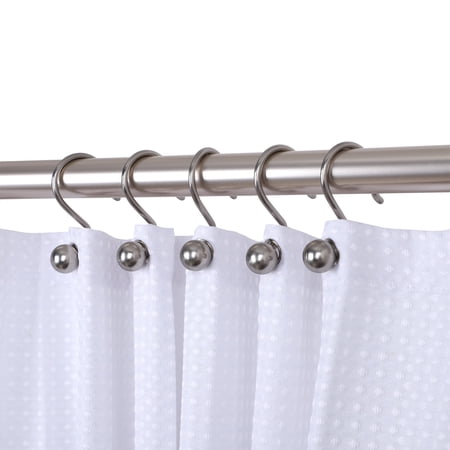Utopia Alley Shower Hooks - Shower Curtain Rings for Bathroom - Rust Proof Shower Curtain Hooks for Shower Curtain or Liner - Set of 12 Brushed Nickel