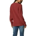 thumbnail image 3 of INSPIRE CHIC Women's Long Sleeve V Neck Button Down Ribbed Knit Casual Pullover Sweater Top L Wine Red, 3 of 6