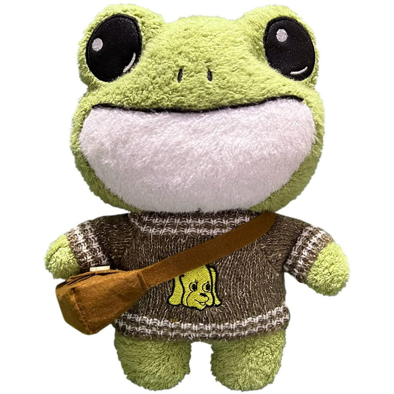 Frog Plush Doll, Soft Stuffed Plush Toy with Sweater and Backpack Pillow  Decoration Gift 11.8 inches 