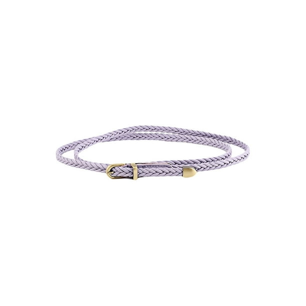 Cinturón trenzado delgado para mujeres Inspire Chic - Cinturón casual de hebilla de pasador para vestidos, cintura: 26-33, púrpura claro