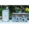 thumbnail image 3 of Old World Ceramic Blue and White Asian Floral Rectangle planters or Garden pots (Set of 2 Different Sized Rectangle 8.8 inches and 6.5 inches Wide), 3 of 4