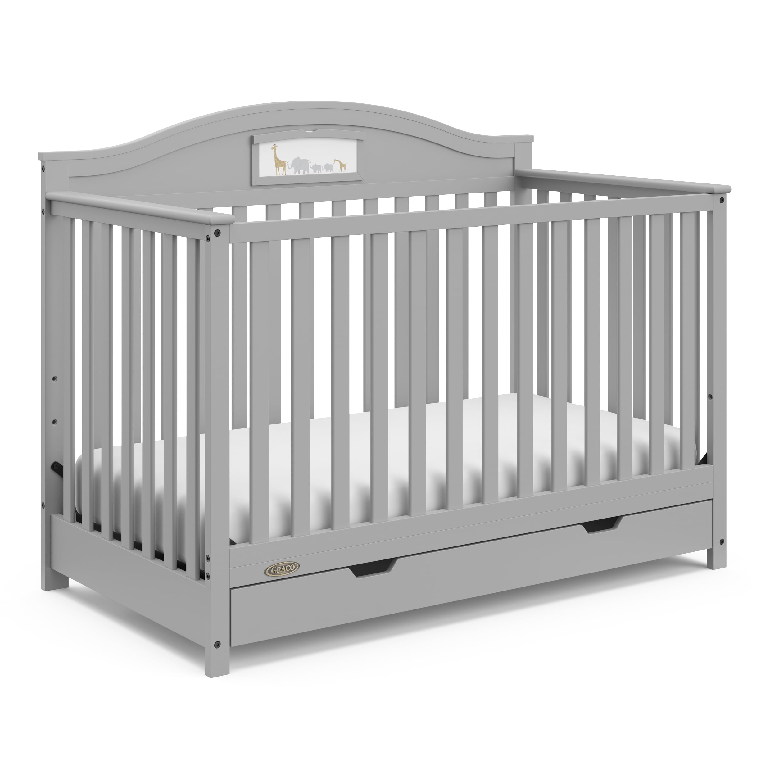 Graco Story 5-in-1 Convertible Baby Crib with Drawer, Pebble Gray