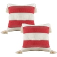 thumbnail image 1 of Juego de 2 fundas de almohada decorativas de 18 x 18 pulgadas, cuadradas, estilo bohemio, con borlas, estilo rústico, para sofá, dormitorio, sala de estar, decoración del hogar, 1 of 5