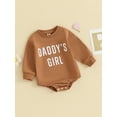 thumbnail image 3 of Cenuakty Baby Girls Autumn Crew Neck Romper Long Sleeve Letter Print Casual Sweatshirt Romper, 3 of 9
