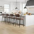 thumbnail image 3 of Counter Height Bar Stools Set of 2 With Arms, 26" Upholstered Bar Stools With Back, Wider Seat, Modern Bar Stools Set With Footrest for Kitchen Island,Counter Bar,Easy Assembly,Rustic Brown/Black, 3 of 9