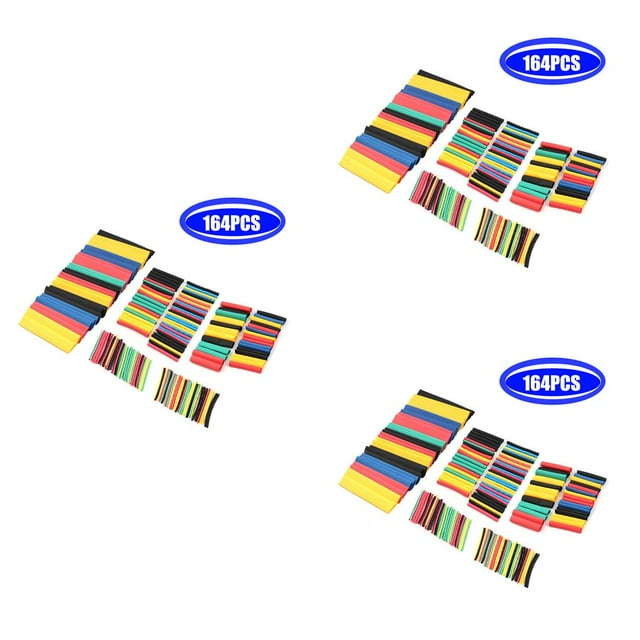 bedienty 164 Pieces Heat Shrink Tube Assortment Multi-color Insulation Cable Sleeve Waterproof Connection Wire Wrapping Kit 3Set
