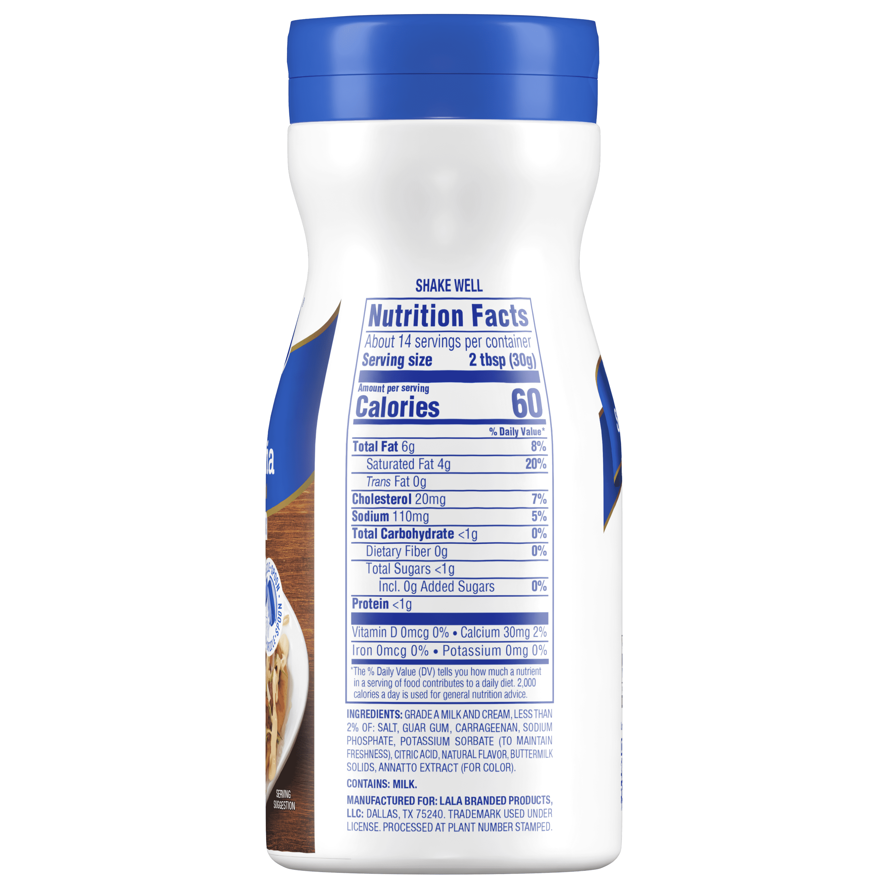 LALA Salvadorian Crema Refrigerated Pourable Sour Cream Topping, 15 oz ​Tub