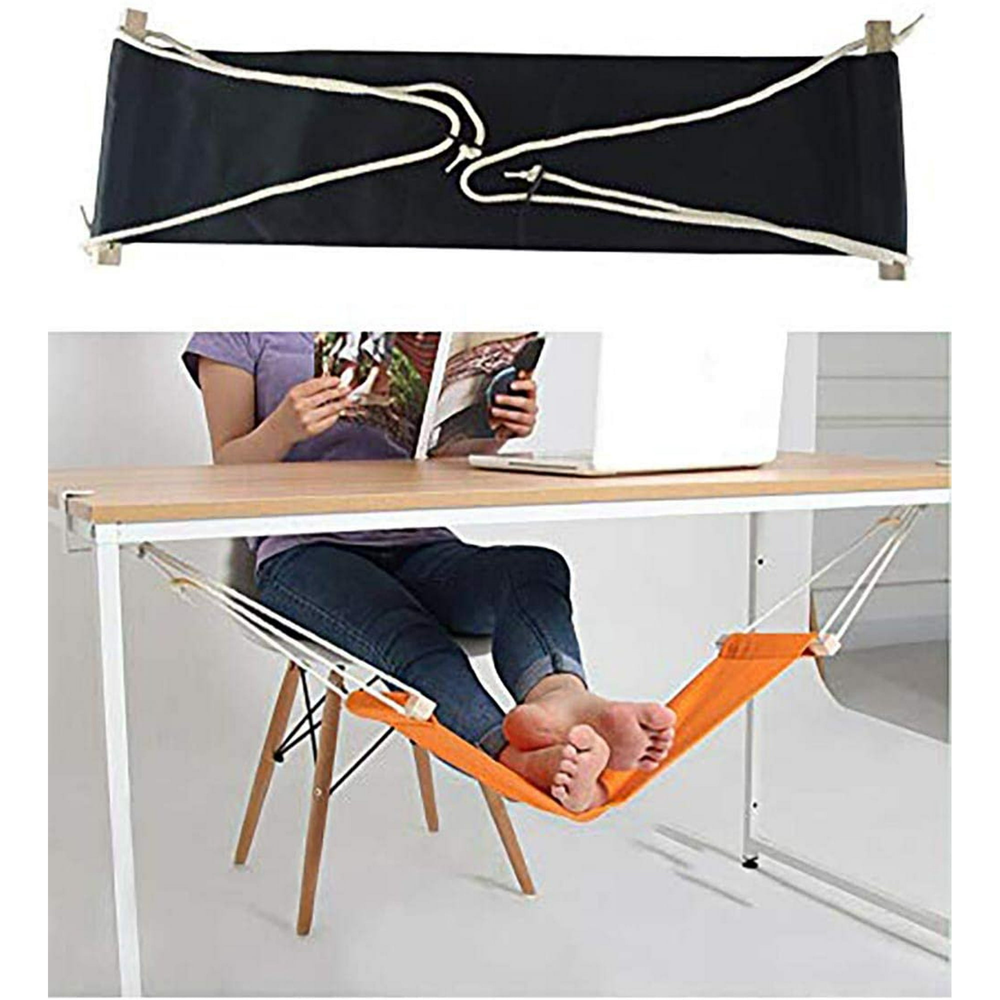 Tech Portable Adjustable Foot Hammock for Corner Desk Office Foot Rest Mini Under Desk Foot Rest Hammock for Home Office Airplane Travel Study and