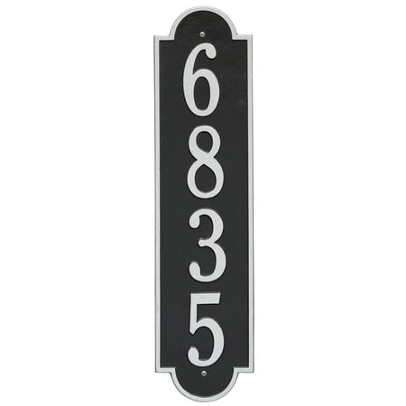Personalized Whitehall Products Richmond Vertical Single Line Estate Plaque in Black/Silver