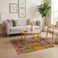 thumbnail image 3 of ODIKA 4'x6' Brown Earthy Modern Abstract Shapes Design Washable Area Rug Retro Inspired Bold Geometric and Organic Motifs for Home Office, Under Desk, Non-Slip Chair-Friendly, Flatwoven, 3 of 7