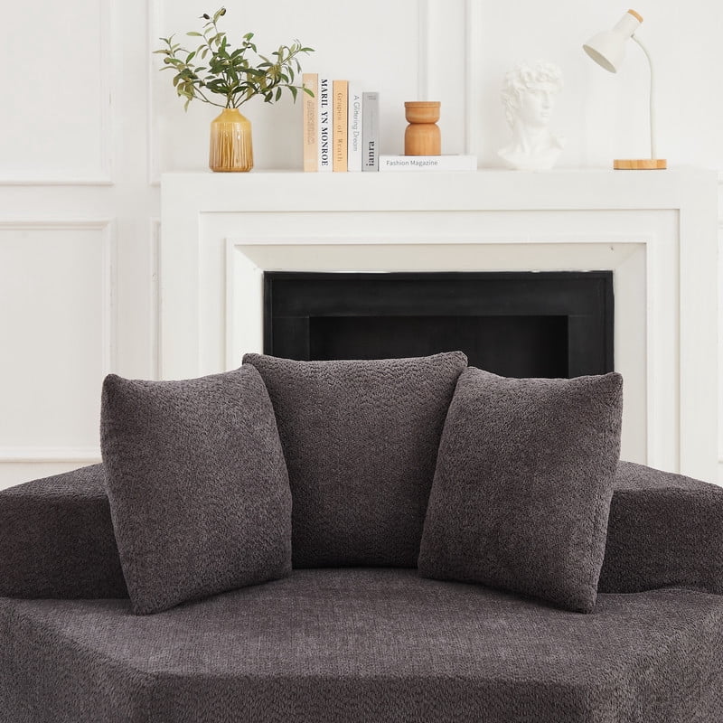2PCS Hexagonal Double Chaise Lounge Accent Couch, Chenille-Upholstered Sectional Sofa, Compressed Boneless Oversized Loveseat