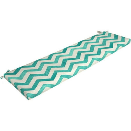 Mainstays Teal Chevron 17 L X 46 W 3 H Outdoor Patio Bench Cushion Mainstays Teal Chevron 17 L X 46 W 3 H Outdoor Patio Bench Cushion
