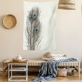 thumbnail image 2 of Peacock Tapestry, Feathers of Exotic Bird on White Backdrop Bohemian Wildlife Composition, Wall Hanging for Bedroom Living Room Dorm Decor, 40W X 60L Inches, White Taupe and Blue, by Ambesonne, 2 of 5