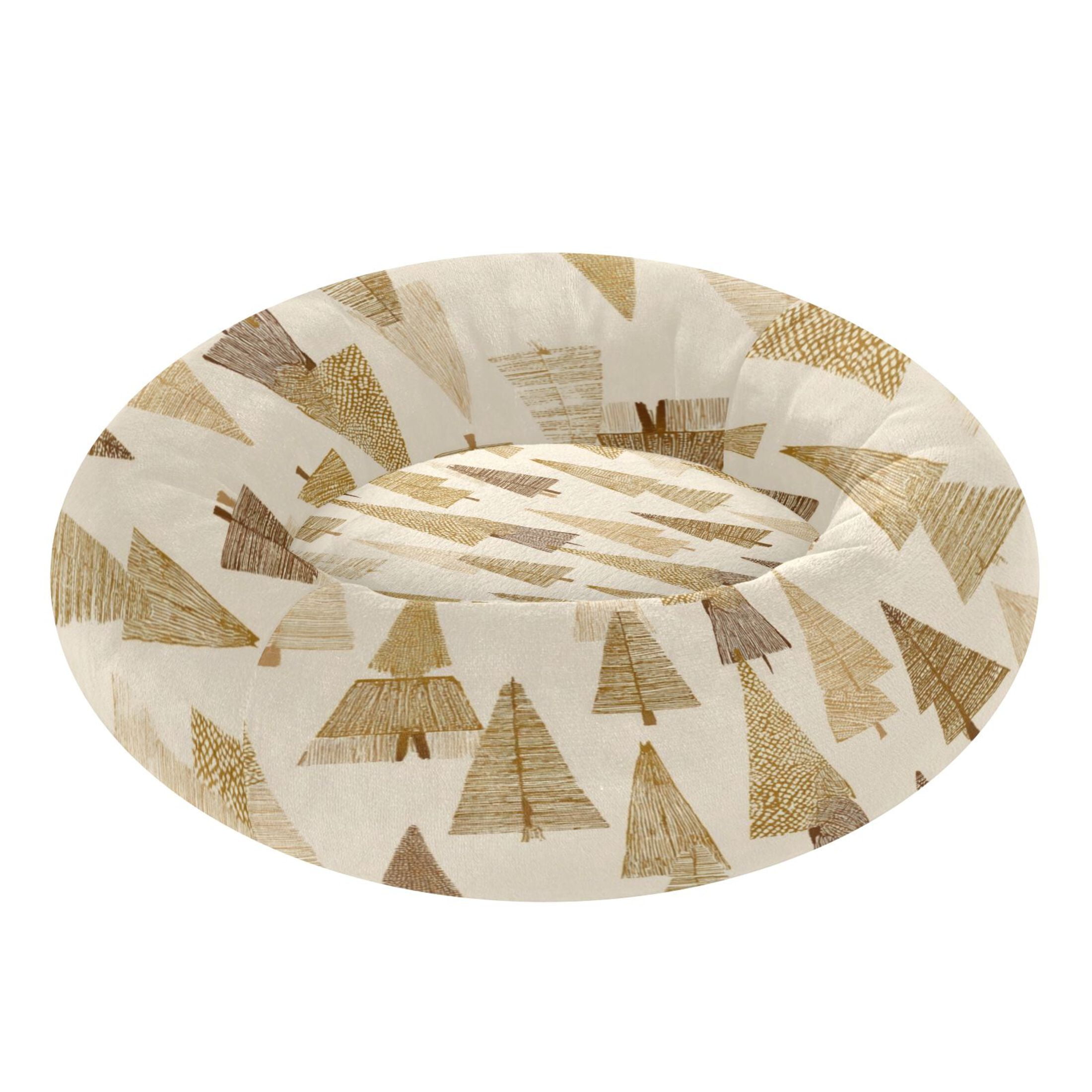 Iauyy Pet Couch Donut Cat Bed for Indoor Cats/Small Dogs Washable & Machine with Non-slip Bottom Calming Cat Furniture, Beige and Gold (M)