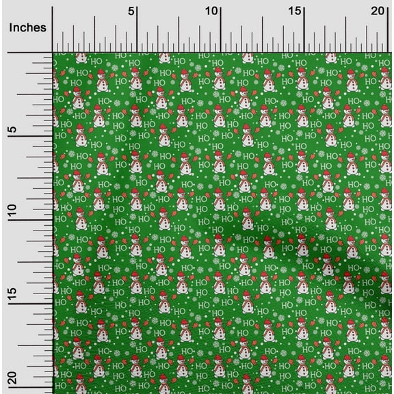 oneOone Cotton Cambric Green Fabric Merry Christmas Sewing Material Print Fabric By The Yard 42 Inch Wide-D2M