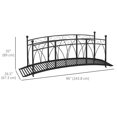 thumbnail image 2 of 96"x26.5"x35" Garden Bridge, Black Steel, Vintage Curved Frame with Scrollwork & Side Rails, 2 of 7