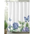 thumbnail image 2 of Shower Curtains Bue Hydrangea Bath Curtain Blue Butterfly Waterproof Bathroom Shower Curtain Set with Hooks Decoration 72 x 72 Inches, 2 of 7