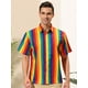 thumbnail image 2 of INSPIRE CHIC Camisa de verano con estampado de rayas arcoíris para hombre, camisas de manga corta con botones Multicolor Amarillo L, 2 of 6