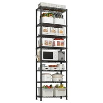 IVV Metal Storage Rack w/ Side Hooks - 8 Tier Standing Wire Organizer Shelving Unit for Laundry Bathroom Kitchen Pantry Closet (Black, 23.62"W x 13.78"D x 78.74"H)