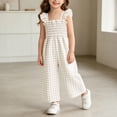 thumbnail image 2 of SERTGUTR Girls' Jumpsuit Romper Smocked Wide Leg Ruffle Strap Gingham Plaid Square Neck Casual Summer School Playground Everyday Wear, 2 of 9