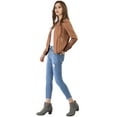 thumbnail image 5 of INSPIRE CHIC Women's Lightweight Stand Collar Zip up Biker Moto Jacket L Brown, 5 of 9