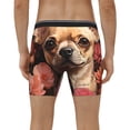 thumbnail image 2 of Men's Boxer Briefs, Vintage Red Flower Chihuahua Soft and Breathable Mens Underwear Boxer Briefs With Widen Waist, 2 of 5