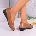 thumbnail image 4 of Bkhluea Women Floral Perforated Wedge Flats Slip On Comfortable Footwear For Office Work Daily Casual Outdoor Activities, 4 of 7