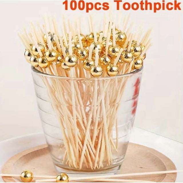 Palillos de bambú para cócteles y aperitivos con perlas